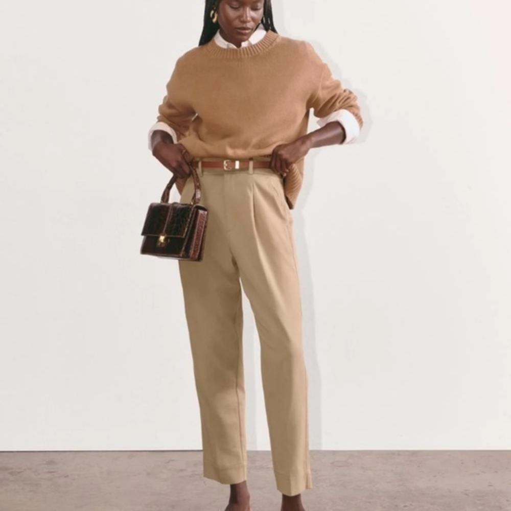 EVERLANE THE DRAPER TAPERED PANT IN BUTTERSMOOTH ASH BROWN SIZE 12